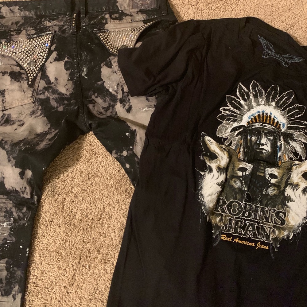 Bundle Deal. Wht robin and blk and silver outfit